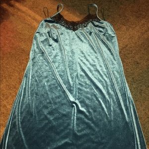 Crushed Teal Emerald Green Velvet Midi Dress